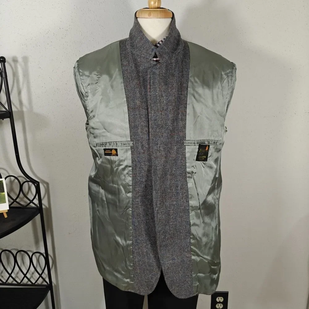 Vtg Hardwick‎ Men's Tweed Sport Coat Blazer Two Button Blue Plaid Wool about 45R